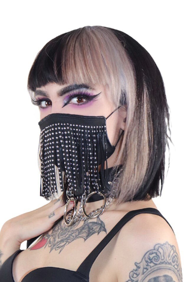 Vegane Leder Ohrstecker Fransen Maske Mit Nasenbrücke von FatalEnvyApparel