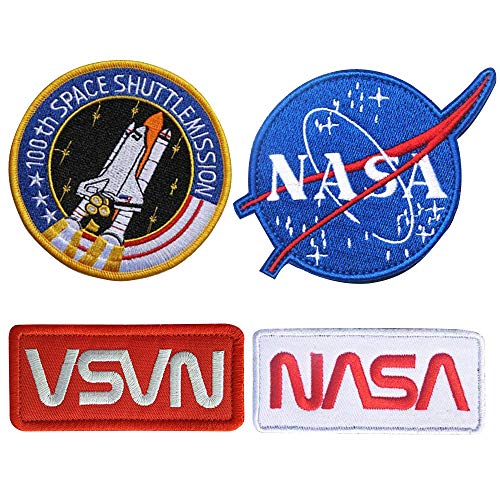 4 Stück NASA Aeronautics Aufnäher, Applikation, Aufbügler, Iron on Patch, NASA Space Shuttle Pilot Iron für Kleidung Jacke Jeans Cap von Fatiya