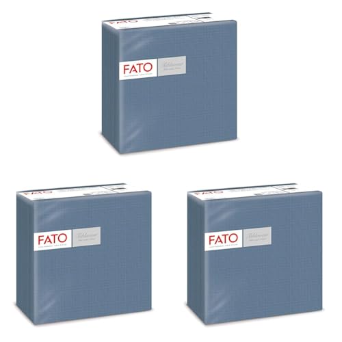 Fato - Trockene Papierservietten, Airlaid, Textileffekt, 150er Pack Servietten, Format 40x40 gefaltet in 4, Dekor Ultramarinblau von Fato