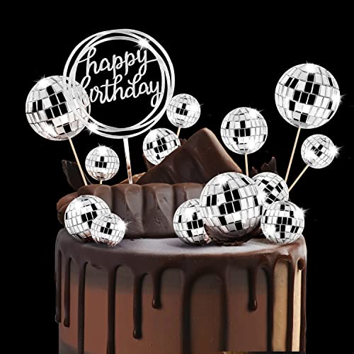 21 Stück Disco Ball Cake Toppers Disco Ball Cupcake Toppers Happy Birthday Cake Topper 70er Jahre Disco Thema Cake Picks für Kuchen Dekorationen Weihnachten Party Geburtstag Supplies von Fatpig