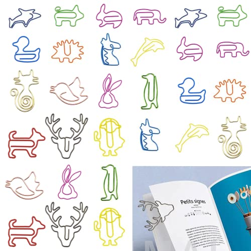 Farbige Büroklammern-60PCS Tier BüRoklammern, Kreative Metall Klammern Paper Clips-Kreative Lesezeichen für Büro, Schule und zu Hause von Favson