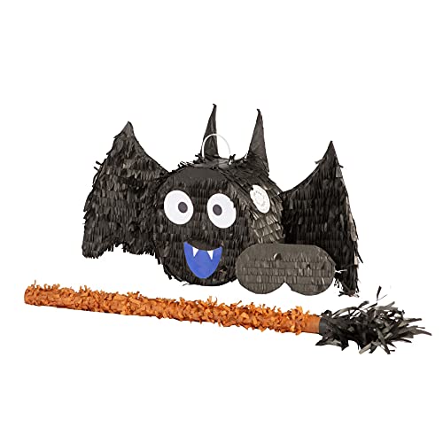 Fax Potato - Pinatas Halloween Fledermaus -Karton Pinata, Stick Und Augenbinde - W56cm X D10.5cm X H30cm - Schwarz von Fax Potato