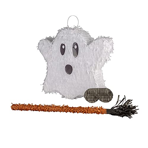 Fax Potato Halloween-Geist-Pinata, Stock und Augenbinde-Set – 3-teilig – Halloween-Stab – Füllen Sie Ihre eigene große Party-Accessoire-Dekoration für Kinder – B 42 cm x T 10 cm x H 40,5 cm von Fax Potato