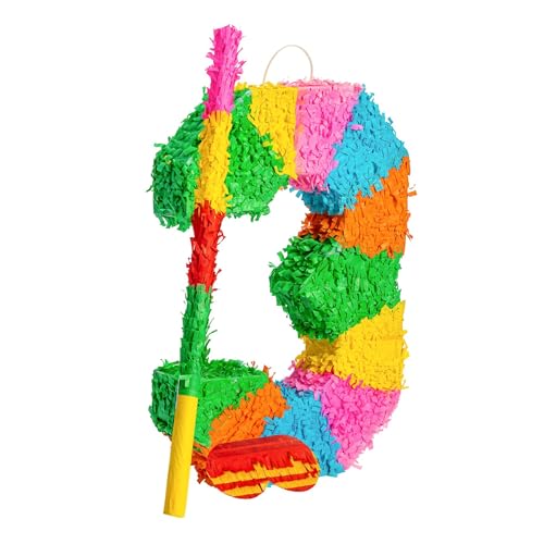 Fax Potato - Pinatas Nummer 3 Karton Pinata, Stick Und Augenbinde - W35cm X D7.5cm X H50cm - Multi von Fax Potato