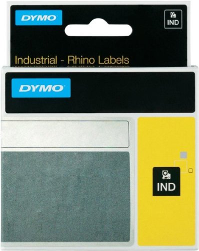 19mm, 18765 DYMO RHINO ID1 EXTRA Klebstark, Schwarz auf Weiss, Schriftband-Kassette, Beschriftungsband, S0718220, 19 mm breit, 5, 5mtr. von Faxland