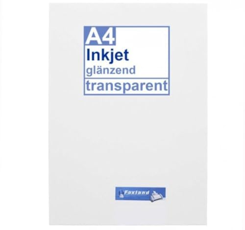 Inkjet Klebefolie 10 x DIN A4 transparent glänzend, klar - Glasklar - Druckerfolie zum bedrucken mit Tinte von Faxland