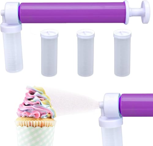 Fayelong Manuelle Airbrush zum Dekorieren von Kuchen, DIY Backen Kuchen Airbrush Pumpe Coloring Spray Tube mit 4 Pcs Tube, Kuchen Glitter Dekorieren Werkzeuge für Cupcakes Cookies von Fayelong