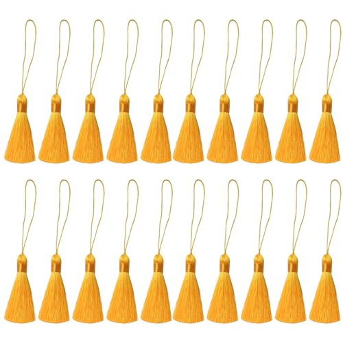 20 Stück Golden Tassels, Souvenir Quasten, Handgemachte Quasten Anhänger, Quaste mit Lanyard, für Lesezeichen, Einladungskarten, Schlüssel, Basteldesign (Golden) von Fayemint