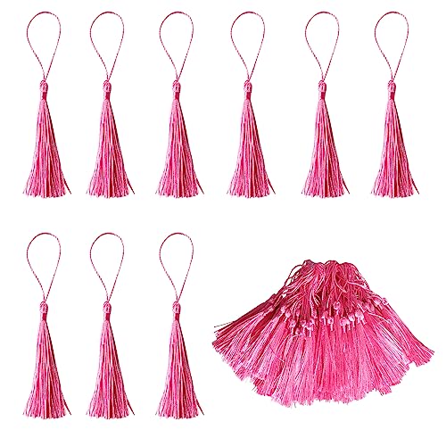 Fayemint 100 Stück Mini Handwerk Quaste, Lesezeichen Tassels, Handgemachte Quaste Hellrosa, für Lesezeichen, Einladungskarten, Schlüssel, Bastelarbeiten (Hellrosa) von Fayemint