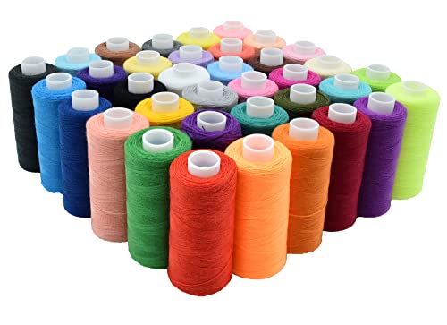 Nähgarn-Set, 36 Farben, Polyester, 400 Meter pro Spule, für Handnähen, Sticken, Reisen und Heimwerken von Fayvosiue