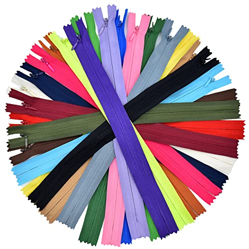 Unsichtbare Reißverschlüsse, 60 Stück, unsichtbarer Nylon-Reißverschluss zum Nähen, Schneiderhandwerk, Kleidung (20 Farben) (25cm/60 Stück) von Fayvosiue