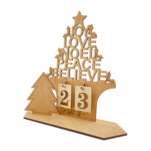 Fazvncv Dekorativer Adventskalender für Büro und Zuhause, handgefertigte Schreibtischdekoration, stilvoller Countdown-Kalender aus Holz von Fazvncv