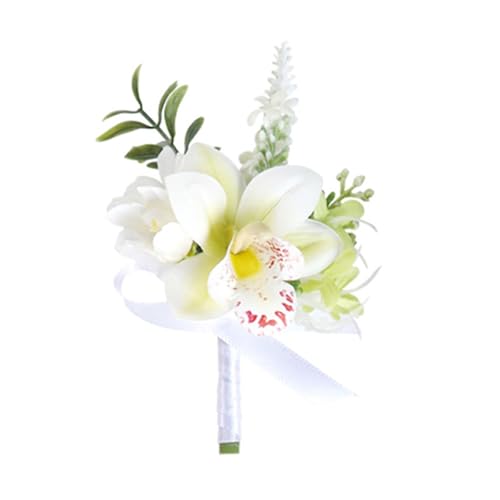 Fazvncv Künstliche Seidenblume mit Anstecknadel, realistisches Blumen-Dekorationsset für elegante Hochzeits-Corsage und Handgelenk-Blume von Fazvncv