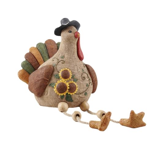 Fazvncv Thanksgiving-Truthahn-Figur mit baumelnden Beinen, Dekoration, Kunstharz, Tierfigur für Tisch und Innenhöfe, Tischdekoration von Fazvncv