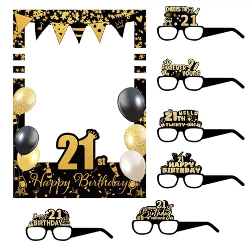 Geburtstag Fotorahmen Brille Set Geburtstag Party Dekoration Geburtstag Fotografie Zubehör für Erwachsene Teenager Kinder von Fazvncv