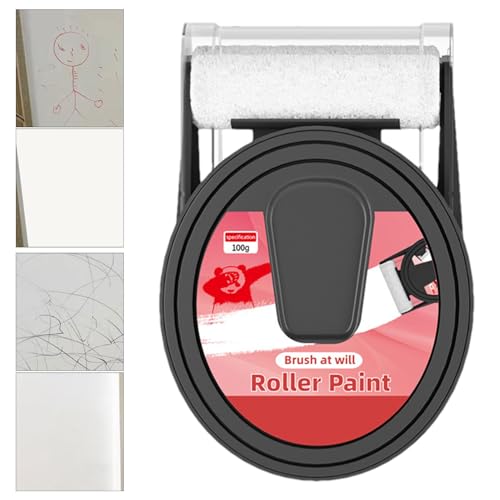 Fbinys Kleine Wandflickenbürste, Wandreparaturwalze,Wandreparaturpaste mit hoher Deckkraft, 2-in-1-Rollenstift | Weiße Farbrolle auf Spachtelwand-Reparaturwerkzeug, 100 g Hauswand-Reparaturcreme für von Fbinys