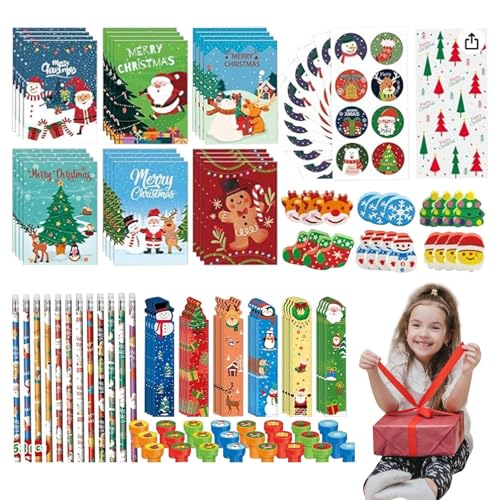 Fbinys Schul-Schreibwaren-Set, 168 x Schüler-Spielzeug, Weihnachts-Cartoon-Schreibwaren, Schulanfang, Schule, Studium, Schreibwaren für Schlafsaal, Bibliothek von Fbinys