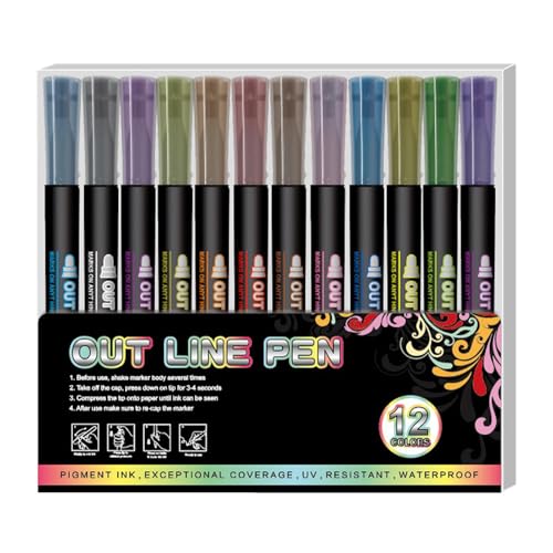 Glitzer-Zeichenstifte, 12 Farben, Kunstmarker, sichere Kunststifte, Zeichenmarker, Geburtstagsgrußstifte, Kunstbastelstifte, Weihnachtskartenmarker, Scrapbooking-Marker, feine Spitze, Glitzerstifte, von Fbinys