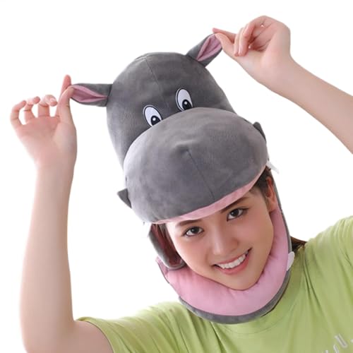 Hippo Hat, Adjustable Plush Animal Headgear, Funny Animal Costume Accessory, Cosplay Hippo Hat, Halloween Hippo Hat, Christmas Animal Headgear, Animal Theme Party Hat, Soft Plush Hippo Hat von Fbinys