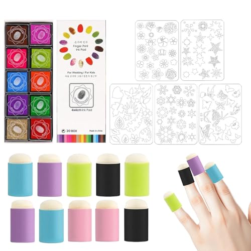 Sponge Finger Painting Set, Daubers Finger Painting Kit, Washable Painting Kit, Toddler Painting Craft Set, Finger Painting Stencils, Child Finger Painting Set, Inkpad Painting for Kids von Fbinys