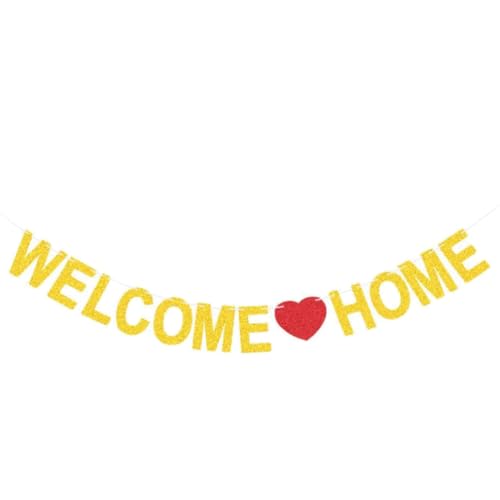 Fc'Noqgn Herzlich Willkommen Girlande, Willkommen Zuhause Banner, für Familie Party Einzug Dekoration, Herzlich Willkommen Baby Welcome to Home für Freund Verwandte Baby Gesundheit (Gold) von Fc'Noqgn