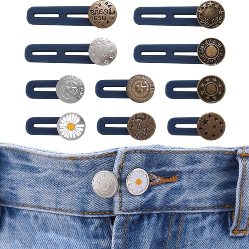 Fc'Noqgn Pack of 10 Trouser Waist Extender Button, Metal Trouser Button Extension Buttons for Jeans Trousers, Trousers Extension Pregnancy von Fc'Noqgn