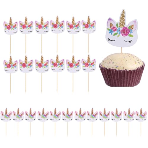 Packung mit 24 Einhorn Muffin Dekoration, Einhorn Cupcake Toppers, Einhorn Cupcake Dekoration, Einhorn Kuchendekoration, Cupcake Dekoration, für Geburtstagsfeier von Fc'Noqgn