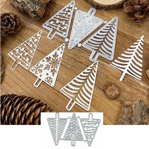 Metall-Stanzschablonen, Weihnachtsschnee-Bäume, Schneeflocken-Baum, Stanzschablonen für Bastelarbeiten, Scrapbooking, Alben, dekorative Prägepapier-Stanzformen, Kartenherstellung, 3 Stück von Fclily@JJ