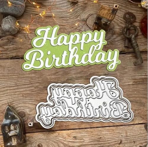 Einzigartige Metall-Stanzformen mit Aufschrift "Happy Birthday", Frühlings-Sonnenblumen-Rahmen, Blätter, Stanzschablonen für Bastelarbeiten, Scrapbooking, Alben, dekorative Prägepapier-Stanzformen für von Fclily@JJ