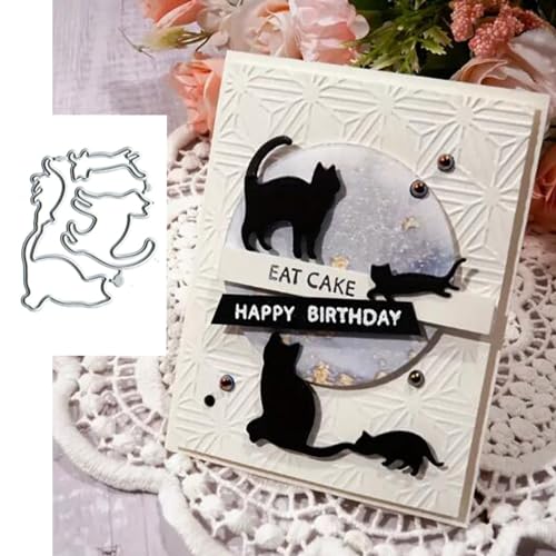 Metall-Stanzformen, Motiv: schöne Katzen, Motiv: niedliche Katze, Stanzschablonen, DIY, Scrapbooking, dekoratives Prägepapier, Scrapbooking, Kartenherstellung, 3 Stück von Fclily@JJ