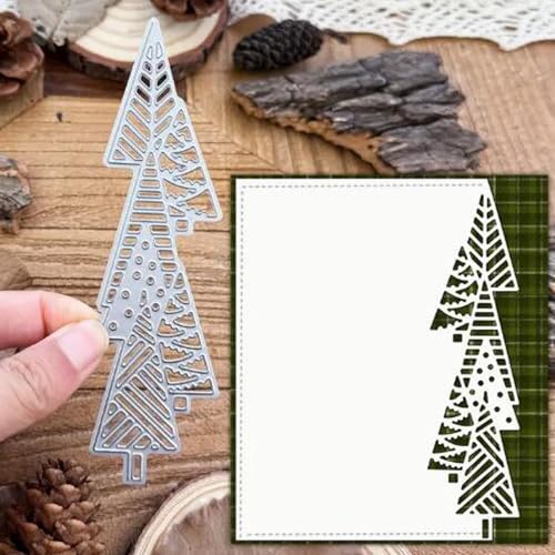 Metall-Stanzformen, Weihnachtsbäume, halbe Bordüren, Motiv: Merry Christmas Tree, Schablonen für DIY, Einladungskarten, Scrapbooking, Album, Prägepapier, Kartenherstellung von Fclily@JJ