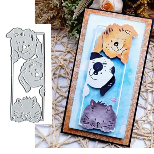 Metall-Stanzformen, niedliche Katze und Hund, quadratischer Rahmen, Stanzschablonen, DIY, Scrapbooking, dekoratives Prägepapier, Scrapbooking, Kartenherstellung von Fclily@JJ