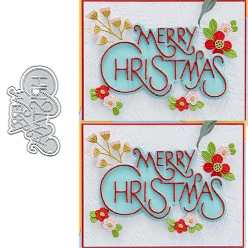 Metall-Stanzformen mit Aufschrift "Merry Christmas", Blume, Weihnachten, Stanzschablonen für selbstgemachte Einladungen, Karten, Scrapbooking, Alben, dekorative Prägepapier-Stanzformen, von Fclily@JJ