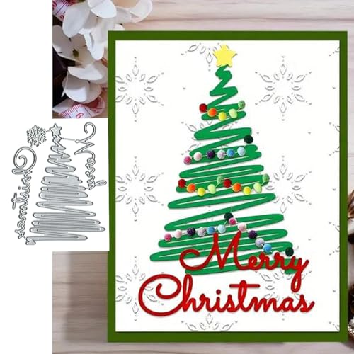 Metall-Stanzformen mit Aufschrift "Merry Christmas Trees" und Schneeflocken, Frühlings-Sonnenblumen-Rahmen, Blätter, Schablonen für Bastelarbeiten, Scrapbooking, Alben, dekorative von Fclily@JJ