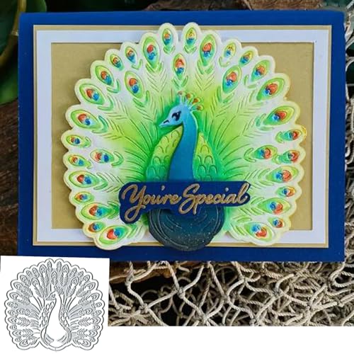 Metall-Stanzformen mit Pfauenblüten-Motiv, Pfau öffnet seinen Siebdruck, Stanzschablonen für selbstgemachte Einladungen, Karten, Scrapbooking, Alben, dekorative Prägepapier-Stanzformen, von Fclily@JJ