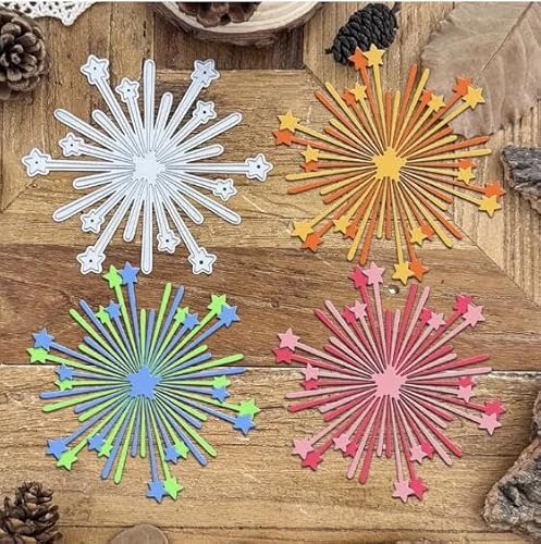 Weihnachts-Stanzformen aus Metall, Motiv: schöne Sterne, Feuerwerk, Frühlings-Sonnenblumen-Rahmen, Blätter, Stanzschablonen für Bastelarbeiten, Scrapbooking, Alben, dekorative Prägepapier-Stanzformen von Fclily@JJ