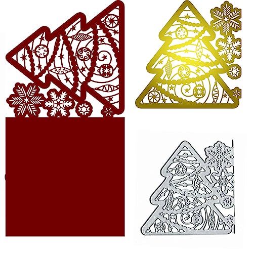 Weihnachtsbaum Schneeflocke Metall Stanzformen Weihnachten Schneeflocke Baum Stanzformen Schablonen für DIY Einladungen Karten Scrapbooking Prägung Papier Stanzformen Kartenherstellung von Fclily@JJ