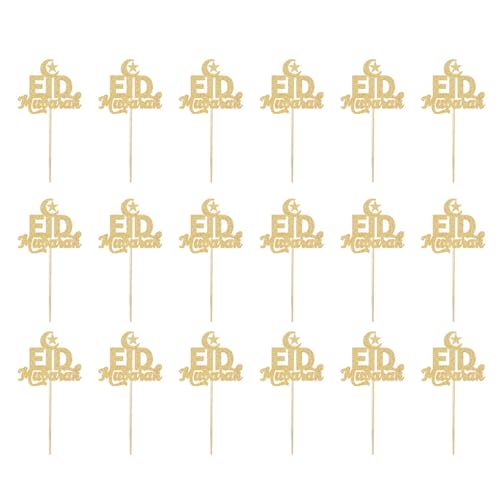 18pcs Gold Eid Mubaraks Kuchen Picks Glitzer Papier Cupcake Toppers Für Hochzeiten Und Geburtstage Urlaubskuchen Dekorationen von Fcnjsao