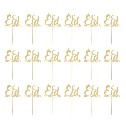 18pcs Gold Eid Mubaraks Kuchen Picks Glitzer Papier Cupcake Toppers Für Hochzeiten Und Geburtstage Urlaubskuchen Dekorationen von Fcnjsao