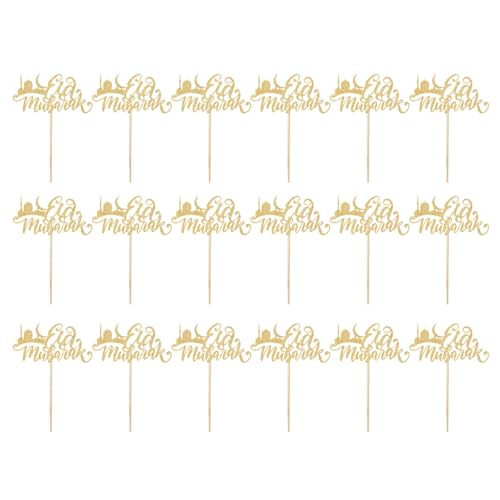 18pcs Gold Eid Mubaraks Kuchen Picks Glitzer Papier Cupcake Toppers Für Hochzeiten Und Geburtstage Urlaubskuchen Dekorationen von Fcnjsao