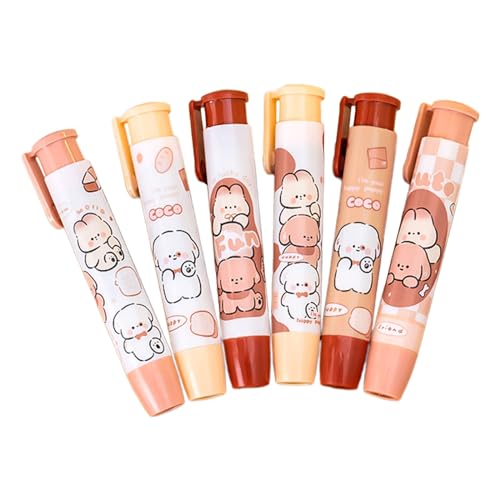 6Pcs Cartoon Einziehbare Radiergummis Nachfüllbare Radiergummi Stift Einfache Löschen Gummi Radiergummis Nette Kunst Radiergummi Für Schreiben Zeichnung von Fcnjsao