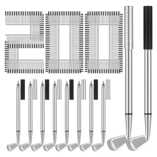 Fcuajdkq 200 Stück Golf-Kugelschreiber, Dekorative Golfschläger-Stifte für Bürokollegen, Bürobedarf, Schwarz + Silber, Langlebig, Einfach zu Verwenden von Fcuajdkq