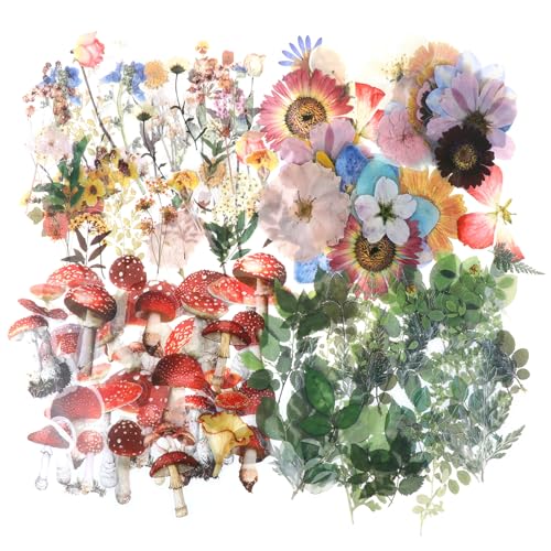 160 Stück Blumen Sticker Aufkleber Mit Vintage-Sticker Pflanzen PET Transparente Blumen Aufkleber Künstlerische Washi-Aufkleber Für Scrapbooking, Journaling Und Kartengestaltung Für Erwachsene von FdcLixuvol