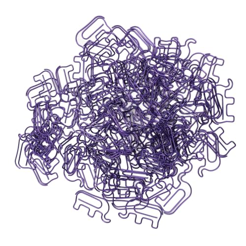 100 Stück Niedliche Elefanten-Büroklammern aus Edelstahl für die Organisation von Dokumenten, Büro- und Schulbedarf, mit Aufbewahrungsbox für Foto-Lesezeichen (PURPLE) von Fdit