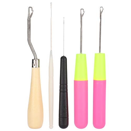 Fdit 5Pcs/Set Unterschiedliche Größe Bent Batch Hook Häkelnadel Haken Latch Hook Tool Bent Crogeet Crochet Needle Kit DIY Zubehör für Kinder Erwachsene Braid Hair, Teppichherstellung von Pssopp