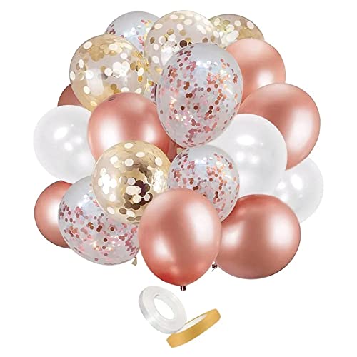 60 Stück Latexballon mit Pailletten, Rosa, weiß, Roségoldener Ballon für Geburtstage, Hochzeiten, Partys, Als Dekoration (Typ 7) von Fdit