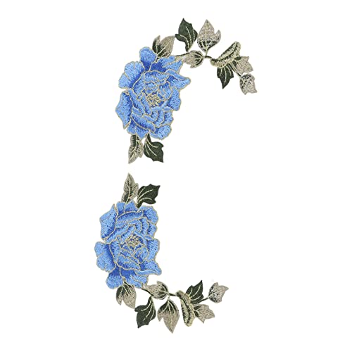 Aufnäher Zum Aufbügeln, 1 Paar Schöne Dekorative Blumen-Stickereien für Kleidung (Blau) von Fdit