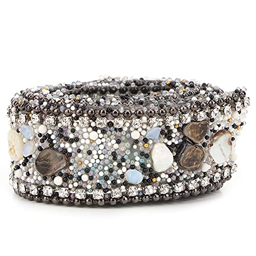 Diamant-Mesh-Wickelrolle, Kristall-Strass-Kettenbesatzband für Hochzeitskleid, Halskette, Armband, Schuhe, Kopfschmuck-Dekoration (schwarzer Stein, schwarze Kette) von Fdit