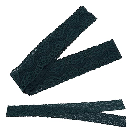 Dunkelgrünes Elastisches Spitzenband, Weicher und Bequemer Elastischer Besatz für DIY-Dekorationen, Nähen für Hochzeitssträuße zu Hause, 10 Yards Nylon von Fdit