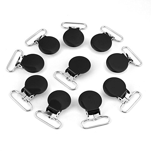 10Pcs 25mm Metall Klammer Clips Robuste runde Hosenträger Klammern Schnuller Riemenhalter Clip DIY Herstellung von Zubehör für elastische Riemen Hosen und Jeans(schwarz) von NOBRAND